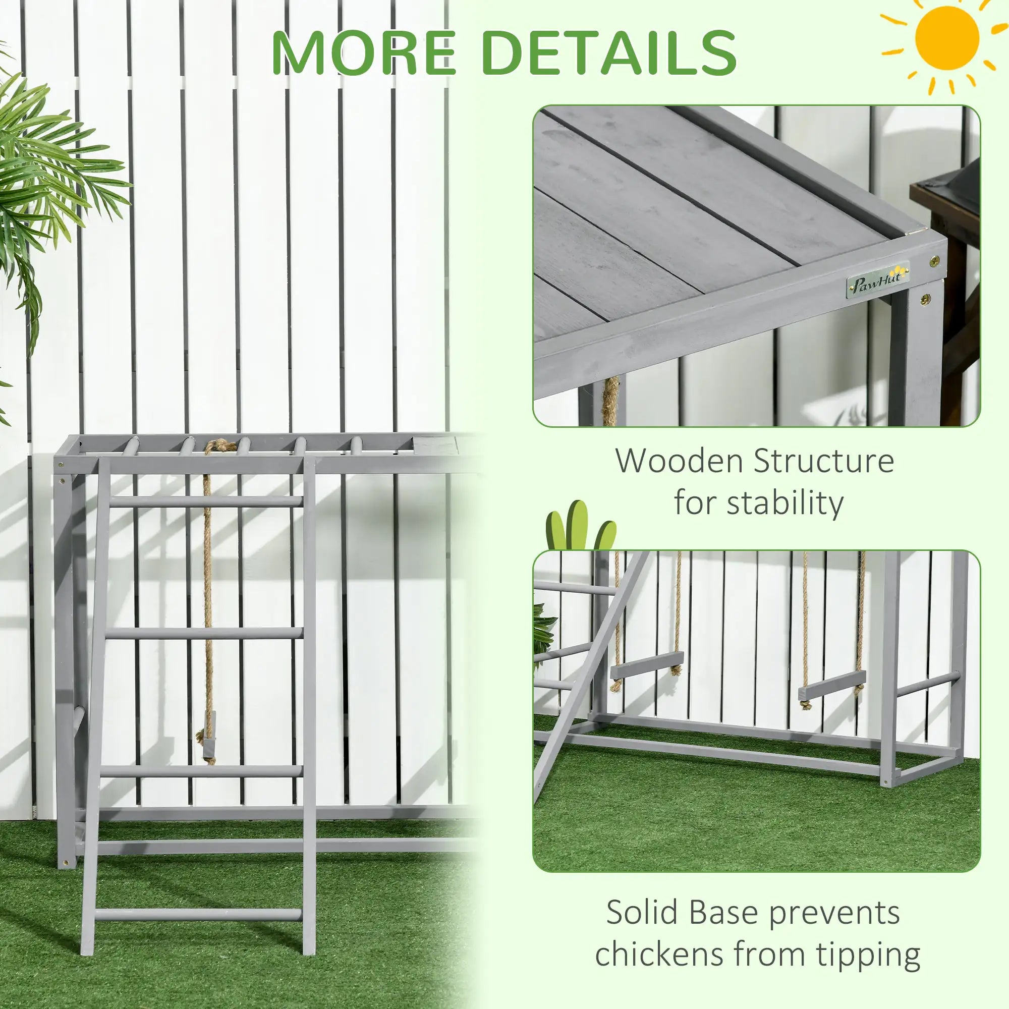 Chicken Swing & Activity Set – Wooden Coop Accessory with Perches, Ladder & Play Area for 3–4 Hens