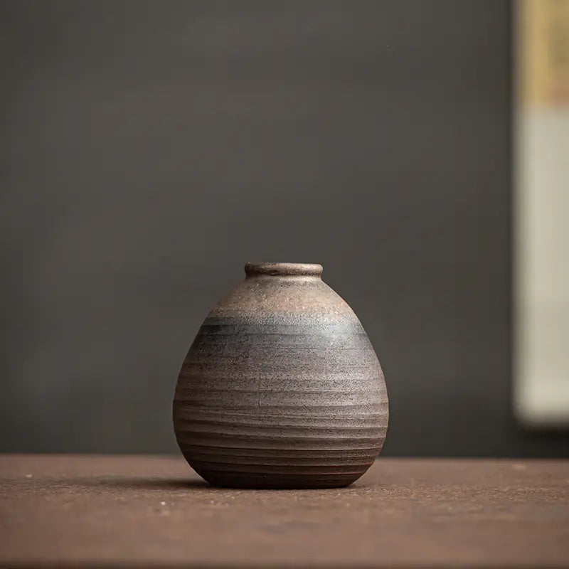 Vintage Rustic Ceramic Flower Vase for Zen Decor