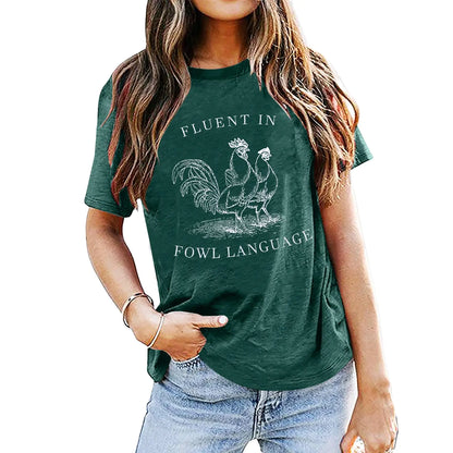 Women’s Chicken Lover T-Shirt – Funny Farm Graphic Tee, Dark Green