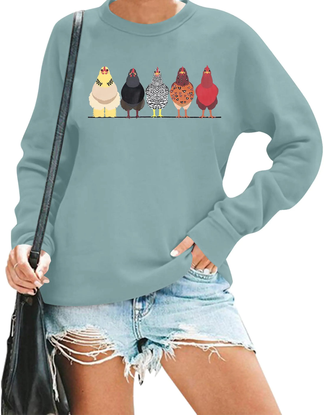VILOVE Chicken Mom Sweatshirt – Farm Life Graphic Pullover for Women