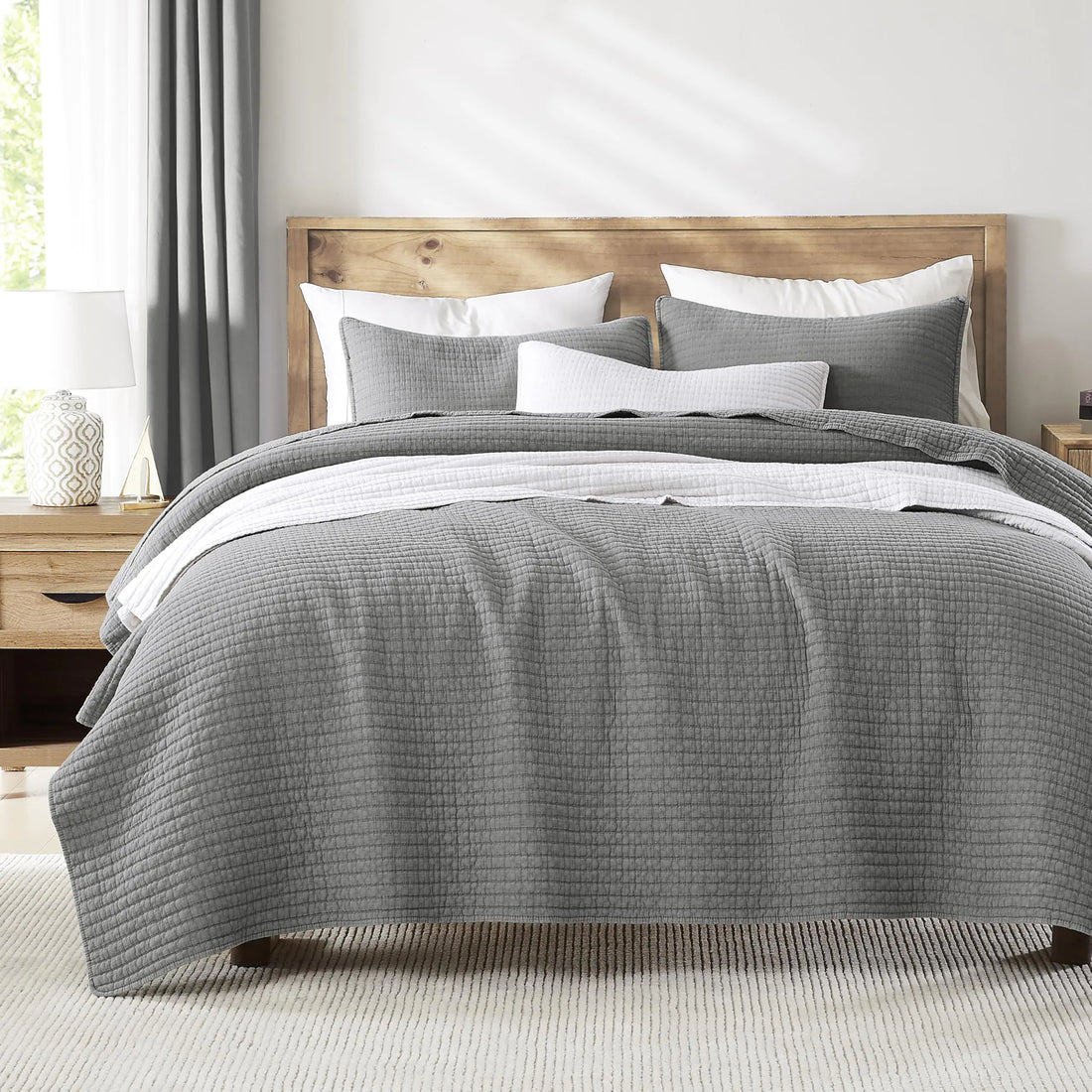 WDCOZY Grey Oversized King Quilt Set