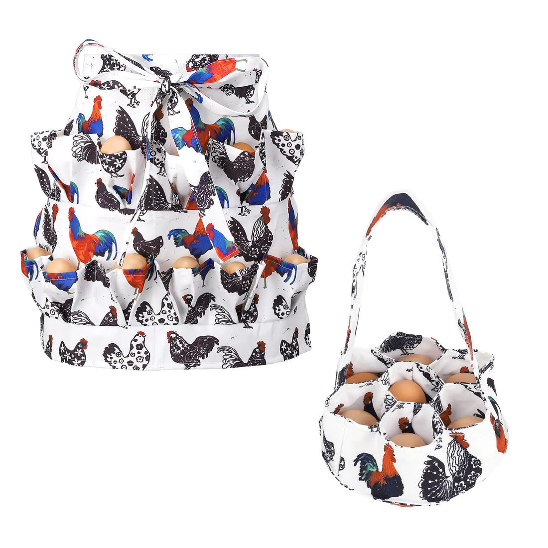 XLSXEXCL Egg Collecting Apron &amp; Basket Set – Chicken Egg Harvest Apron with Deep Pockets